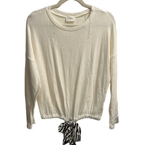 Everly Cream Sweatshirt with Tie Front Relaxed Style